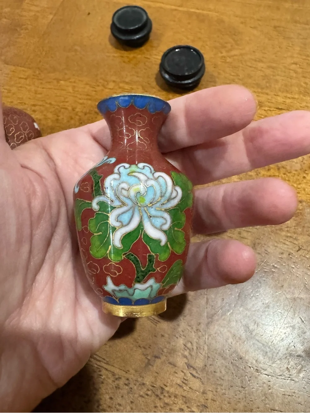 Set of Vintage 3 Mini Chinese Cloisonné Vases